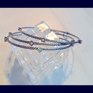 NWOT Steel by Design Set of 3 Cable Large w/ Crystals bracelet